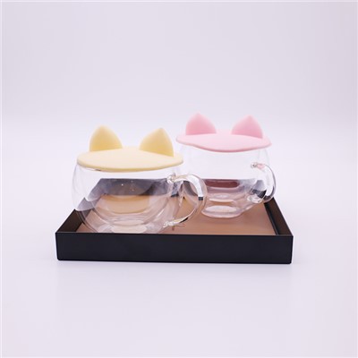 Double Wall Glass Cup with Lid