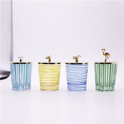 Glass Tumbler with Different Pattern Of Metal Lid