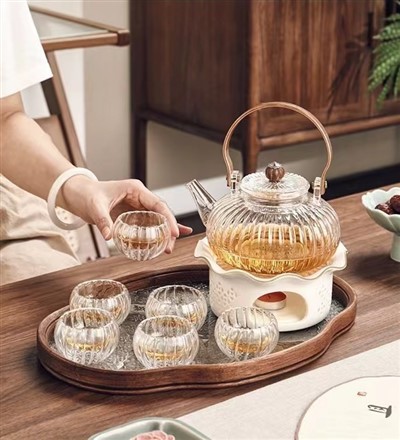 Pumpkin Striped High Borosilicate Boiled Tea Pot